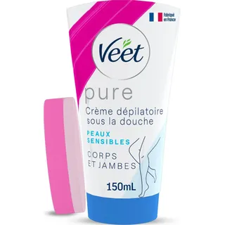 Veet Pure – Enthaarungscreme unter der Dusche für Körper und Beine – empfindliche Haut – ohne Amoniakgeruch – 150 ml