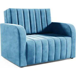 LIKMA 2 Sitzer Sofa mit Schlaffunktion Otto 135 x 90 x 100 cm Velvet Schlafcouch - Moderne Wohnzimmer Couch - Sofa mit Bettfunktion - Schlafsofa Farbe: Türkis, Stoff: Jasmine 85 - Türkis