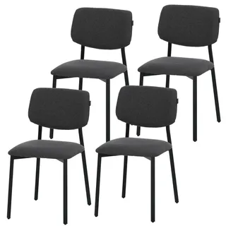 RAVINO Designerstuhl A21– 4er Set Esszimmerstuhl gepolstert mit Stoffbezug, moderner Küchenstuhl mit Rückenlehne, Stuhl, belastbar bis 110 kg– Grau - Grau