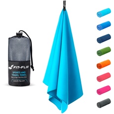 Fit-Flip Microfaser Handtücher - kompakt und leicht - Mikrofaser Handtuch schnelltrocknend - als Reisehandtuch, Sporthandtuch, Strandtuch - Badetuch groß (1x 160x80cm, Hellblau)