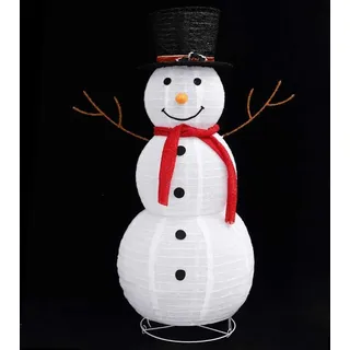 vidaXL LED-Schneemann Weihnachtsfigur Luxus-Stoff 120 cm