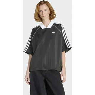 T-Shirt ADIDAS ORIGINALS "3S JAQUARD TEE", Damen, Gr. L, schwarz, Obermaterial: 100% Polyester, normal, V-Ausschnitt, Shirts T-Shirt