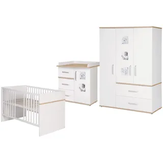 Roba Babyzimmer-Set Pia, mit schmaler Wickelkommode 3-teilig , Weiß , Holzwerkstoff , 76x81x142.5 cm , Blauer Engel , Babymöbel & Kindermöbel, Babyzimmer