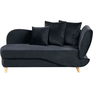 BELIANI Chaiselongue Rechtsseitig Schwarz Samtstoff mit Bettkasten Dekokissen Modern Récamiere Liegesofa Sitzmöbel Wohnzimmer Jugendzimmer - Schwarz, Braun