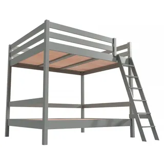 Etagenbett 2-Sitzer 140x200 für Erwachsene Treppe Holz Sylvia - Grau - Grau