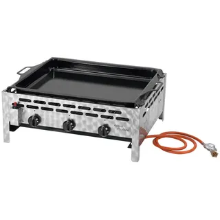 Gastrobräter , Schwarz, Silberfarben , Metall , 52.5x29.0x64.5 cm , Piezozündung , Grills, Gasgriller