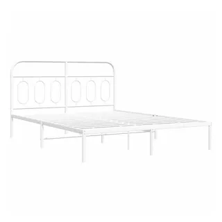 vidaXL Bettgestell mit Kopfteil Metall Weiß 140x200 cm