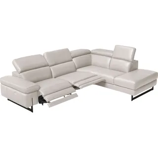Egoitaliano Ecksofa "Candice, elegant, edel und bequem, erstklassiger Sitzkomfort, L-Form" inkl. 2 elektrischer Relaxfunktionen, Bedienung über Taste an Armlehne, weiß