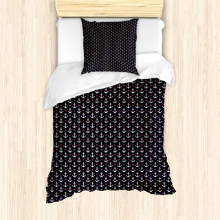 ABAKUHAUS Anker Mantele, Romantischer Cruise Trip, Milbensicher Allergiker geeignet mit Kissenbezügen, 135 cm x 200 cm - 80 x 80 cm, Schwarz Vermilion Weiß - Schwarz