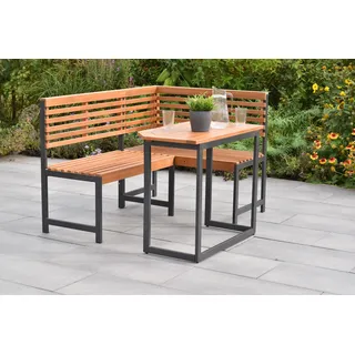 Merxx Eckbank Set, Eckbank, Klappentisch 90 x 50 cm, Aluminium/Akazie - Braun