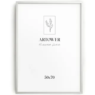 Artower® Bilderrahmen für 50 x 70 cm Weiß Holz Dünner Rahmen | Posterrahmen Groß Vintage Collage | Picture Frame White Wood 50x70cm | Holzbilderrahmen Poster Rahmen Echtholz