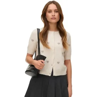 Vero Moda Doffy Intarsia 2/4 O-neck Strickjacke - Birch / Moon Rock Hearts - XL