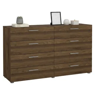 Kommode Phethai, Wohnzimmerbuffet, Wohnzimmer-Sideboard, Moderne Küchen-Speisekammer, 140x40 h82 cm, Nussbaum - Braun