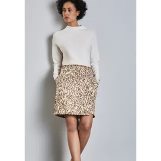Wickelrock STREET ONE, Damen, Gr. 44, beige (honey sand), Obermaterial: 90% Polyester, 10% Elasthan, gemustert, normal kniefrei, Röcke Wickelrock, in Wickeloptik