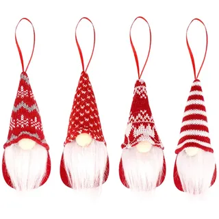 OIXYEY 4x Premium Weihnachtsbaum-Anhänger Wichtel, Skandinavische Deko-Trolle als Geschenkanhänger, Festliche Weihnachtsdekoration für Zuhause
