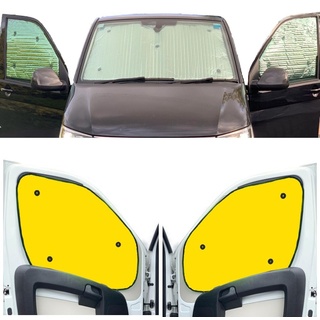 Fensterrollo-Set Kombatibel Mit Citroen Berlingo XL (2018-Date)(Frontset XLWB) Rückseite einfärben Gelb, Reversibel und Thermisch