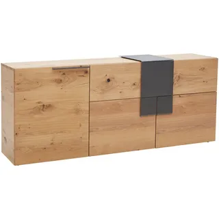 Voglauer Sideboard , Anthrazit, Eichefarben , Metall , Wildeiche , furniert, mehrschichtige Massivholzplatte (Tischlerplatte) , 2 Fächer , 1 Schubladen , 192.2x82x48.2 cm , Goldenes M, Made in Austria , Typenauswahl , Kleinmöbel, Kommoden, Sideboards