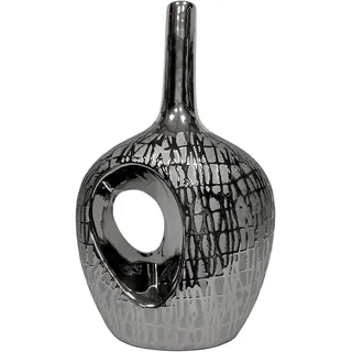 Tischvase aus Keramik mit Loch in Silber, 12 x 18 x 31 cm