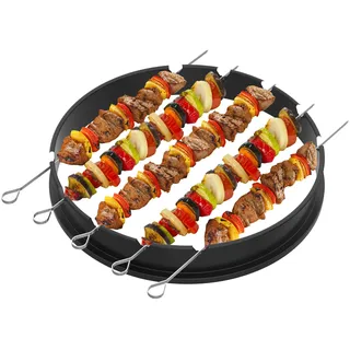 Onlyfire Schaschlik Rotisserie Grillspieß Set, 5 Spieße mit Grillaufsatz, Schaschlikspieße aus Edelstahl für 57 cm Weber Kugelgrills, Fleischspieße, Barbecuespieß, Schaschlikspiesse für Freien Garten