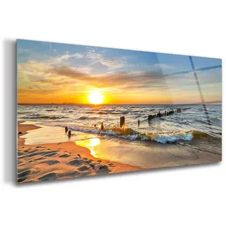 Tulup Glasbild 100x50 cm Strand , Glas , 100x50 cm , Bilder & Rahmen, Bilder, Glasbilder