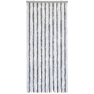 WOHNWOHL® Flauschvorhang (90x200 cm) • Wohnwagen Türvorhang • Fliegenschutz Balkontür • Insektenschutz Vorhang • Fadenvorhang Tür • Sichtschutz Wohnmobil • Farbe: Silber/Weiss