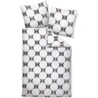 Janine Design Bettwäsche-Garnitur Mako-Satin 87103 J. D. Farbe weiss grau schwarz Größe 135x200+80x80 - Weiß