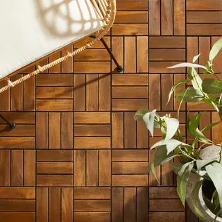 Ambia Garden Terrassenfliese , Schwarz, Dunkelbraun , Holz, Kunststoff , Akazie , massiv , 30x2.4x30 cm , Fsc , Teppiche und Böden, Terrassenböden & Balkonböden, Terrassenfliesen