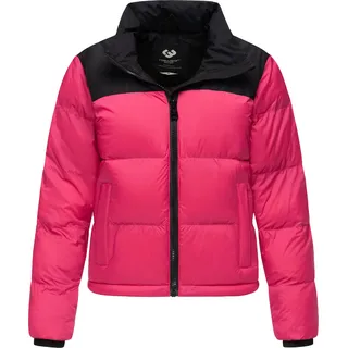 Steppjacke RAGWEAR "Steppjacke Serah", Damen, Gr. M, pink (fuchsia), Obermaterial: 100% Nylon NY.  Obermaterial: Futter: 100% Polyester PES. 100% Polyester PES., lässig geschnitten hüftbedeckend, hoch geschlossener Ausschnitt, eng Strickbündchen, Jacken Steppjacke, stylische Damen Winterjacke im Colourblocking-Design