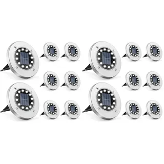 Anmossi Solar Bodenleuchte,12 LEDs Solarlampen für Außen,IP65 Wasserdicht Solar Gartenleuchte,Kaltes Weiß,LED Solarlampen für Rasen,Auffahrt,Gehweg,Patio,Garden(8 Stück) (Packung mit 2)