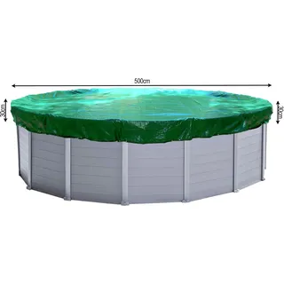Poolabdeckung Rund für 460-500 cm Pools | Planenmaß Ø 560 cm | Grün | Sommer & Winter Poolplane | Abdeckplane 200 g/m2 PE | Zweifach Beschichtete Abdeckung | UV-Resistent - Grün