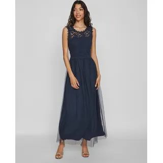 Langes Maxi Kleid Abschluss Ball Dress mit Spitze Ärmellos VILYNNEA | 42 - Dunkelblau