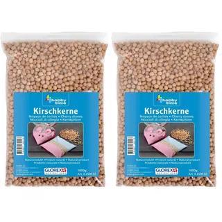 GLOREX 0 2509 02 - Kirschkerne, 1000 g, gewaschenes Naturprodukt, ideal für Kirschkernkissen, kann erwärmt Werden, Braun (Packung mit 2)