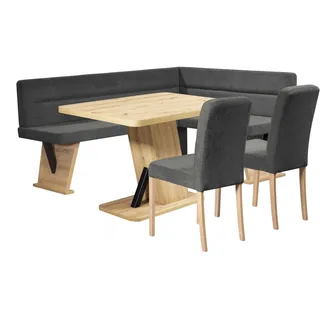 Home Affaire "Laros Sitzgruppe, Eckbank, Stühle, Tisch", Set, 4tlg Set, perfekt für Küche, Esszimmer, Wohnzimmer, Bestseller, anthrazit, anthrazit, natur),