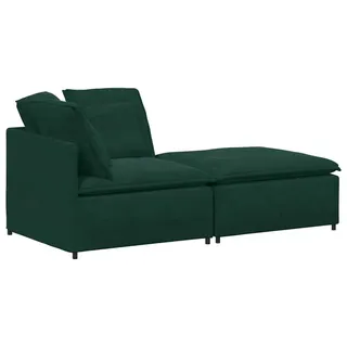 vidaXL Modulares Sofa mit Fußhocker Kissen Samt Dunkelgrün - Grün