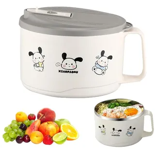 Umllpet Ramen Schüssel Aus Edelstahl, Instant Nudeln Schüssel, Nudelschüssel, Ramen Instant Nudelnbowl Suppenschale, Ramenschüssel Set mit Deckel, für Pasta, Obst (A-1100ml)