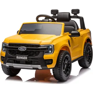 Ford Elektroauto für Kinder Kinderauto Elektrofahrzeuge 2x30W MP3 gelb Sun Baby - Gelb