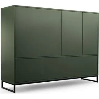 BETTSO Kommode GENUA Türkommode für Wohnzimmer und Schlafzimmer Flaschengrün Metallbeine 160x45x120 - Grün