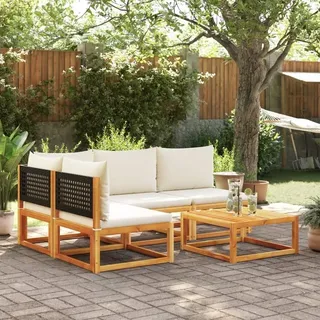 vidaXL 5-tlg. Gartensofa-Set mit Kissen Holz Akazie