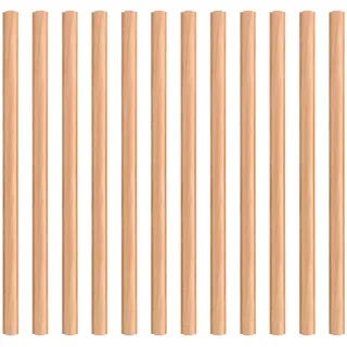 12stk Holzleisten Zierleisten, 40cm Lang Deko Holzleisten Unbehandelte Leisten Stäbe für DIY Zuhause Wand Tür Fenster Schrank Regal Deko (Zylinder Stil)