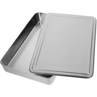 Garneck Edelstahl Backform mit Luftdichtem Deckel Rechteckige Kuchen und Auflaufform Gleichmäßige Hitzeverteilung Stapelbar Spülmaschinengeeignet Geeignet für Toasterofen zum Backen von