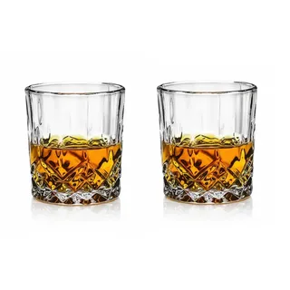 Provance Whiskyglas 2er 4er oder 6er Set, anmutige Tumbler für Whisky und Rum mit Relief, spülmaschinenfest aus Borosilikatglas (2 Stück Form 2)