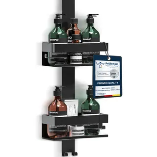 Duschablage zum Hängen ohne Bohren -Hängeregal Badablage Edelstahl | Duschregal Rostfrei | Badregale, Badezimmer Shower Caddy, Badezimmer Organizer, Duschkorb, Shampoo Halterung - Schwarz