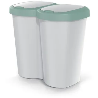 Abfallbehälter Compacta B Duo grün/aschmir Fassungsvermögen 40 l ein Fach zwei Deckel Wandmontage NDBS40-5575C_427C