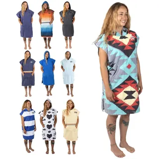 COR Surf Schnelltrocknend Surf Poncho Herren und Damen, Umkleidehilfe extra lang aus Mikrofaser – Badeponcho und Poncho Handtuch zugleich (Mittel, Tribal-tech)