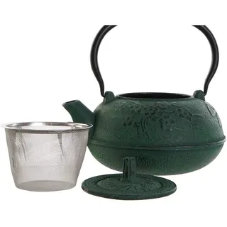 DKD Home Decor Teekanne Schwarz Eisen Grün Blumen (19,5 x 17 x 18,5 cm) (1000 ml) (2 Stück) (Referenz: S3026120)