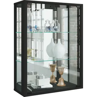Wandregal VCM "Wandvitrine Hängevitrine Glasvitrine Udina Spiegel", schwarz, B:60cm T:25cm, Regale, Wandregal