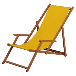 Liegestuhl gelb Gartenliege Tisch Deckchair Sonnenliege Gartenstuhl Massivholzmöbel 10-302 T - Gelb