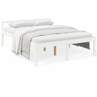 vidaXL Seniorenbett Weiß 150x200 cm Massivholz Kiefer