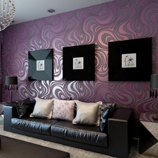 KeTian Moderne Wandtapete abstrakte 3D-Kurven, Vlies-Beflockungs-Streifen, für Wohnzimmer und Schlafzimmer, Tapetenrolle violett, 0.7m (2.29' W)x8.4m(27.56' L)=5.88m2 (63.11sq.ft)