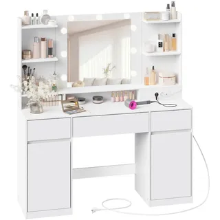 Boxxx Schminktisch , Weiß , Glas, Holzwerkstoff , 3 Schublade(n) Schubladen , rechteckig , D , 40x144x107 cm , Schlafzimmer, Schminktische